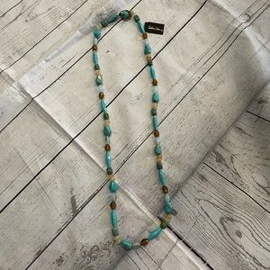 NWT Cookie lee teal brown cream stones necklace